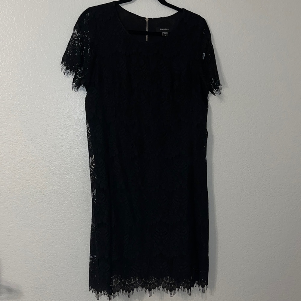 EUC—Karen Kane Formal Lace Overlay Black Dress